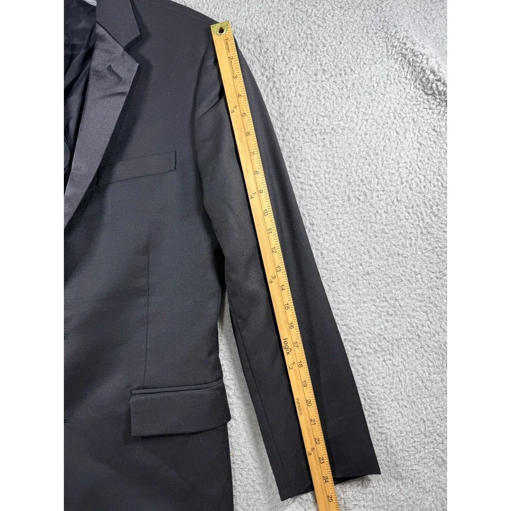 J Crew Thompson Black Wool Blend 2 button Suit Jacket Blazer Mens 40R